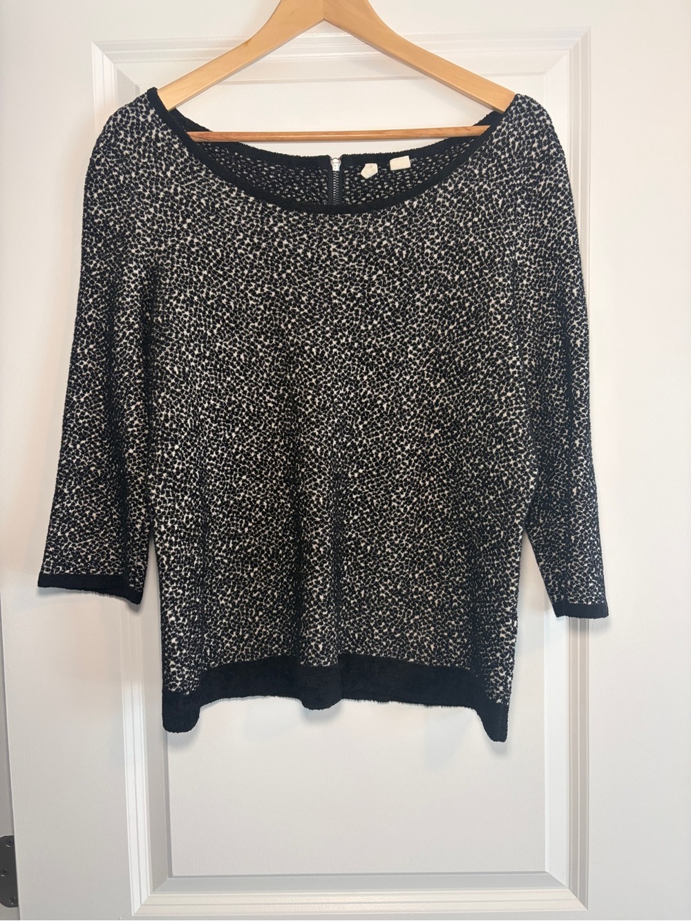 Anthropologie Moth | Black and White Speckled Crewneck Soft Sweater